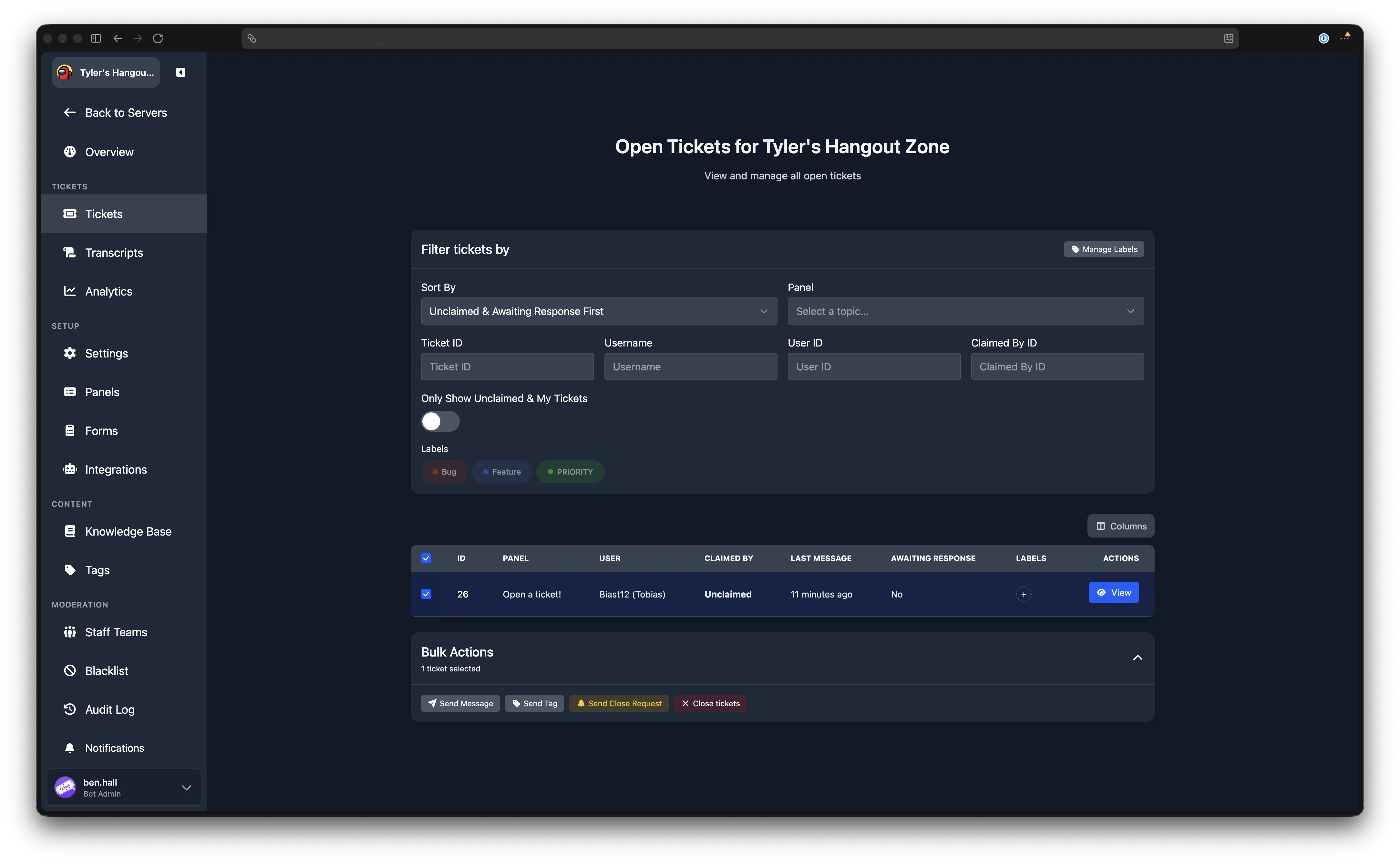 Bulk actions