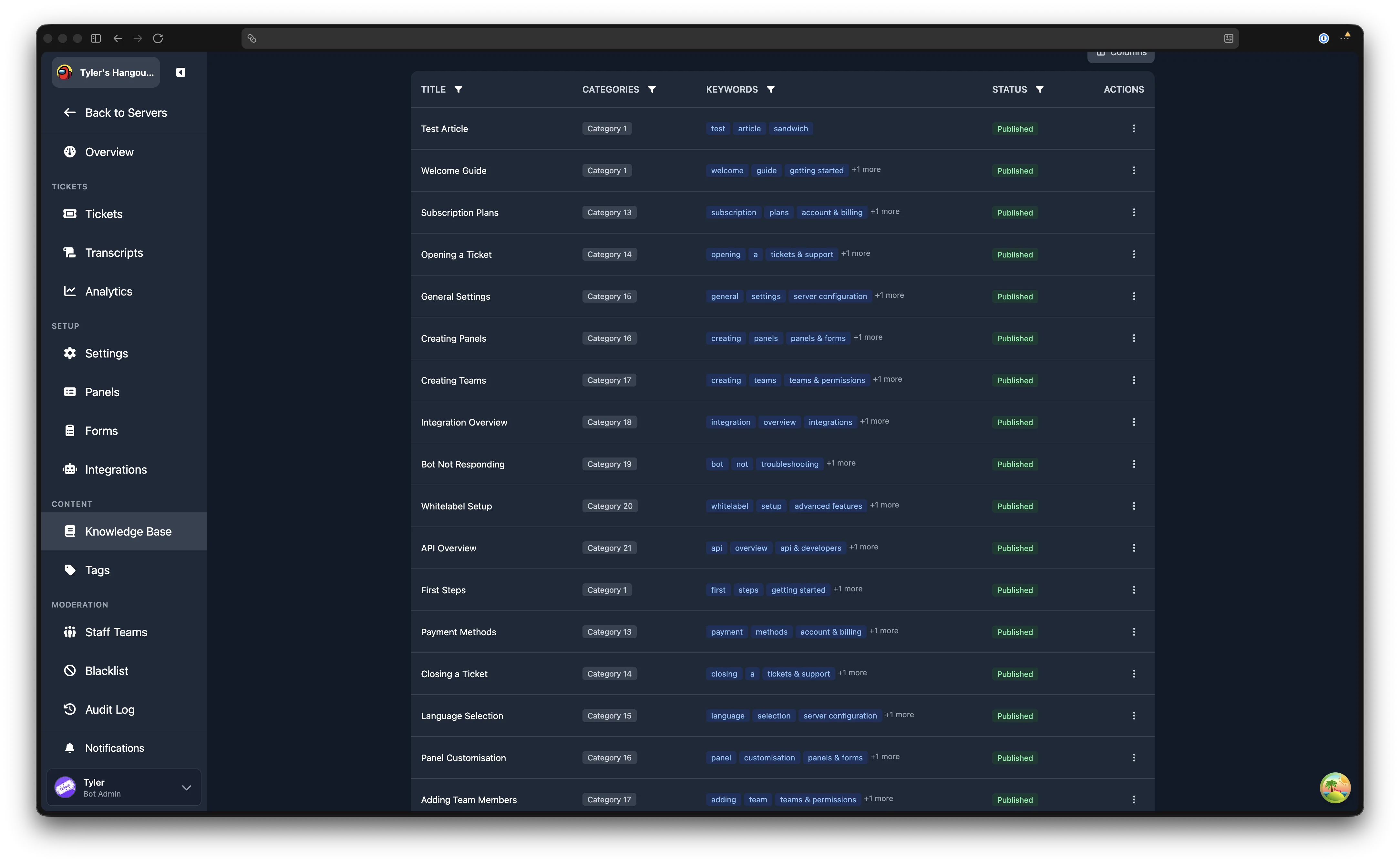 Knowledge Base list