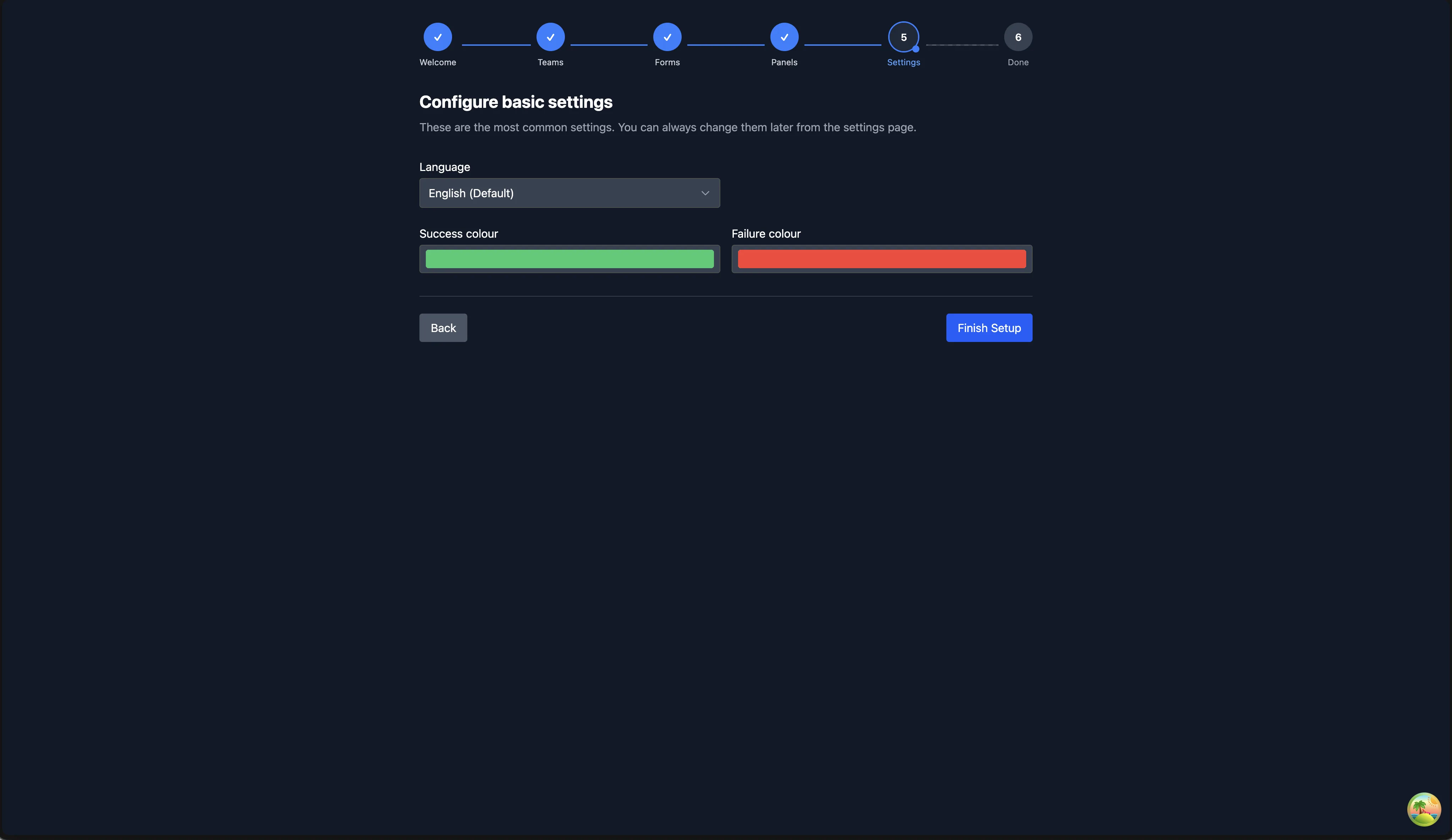 Onboarding settings