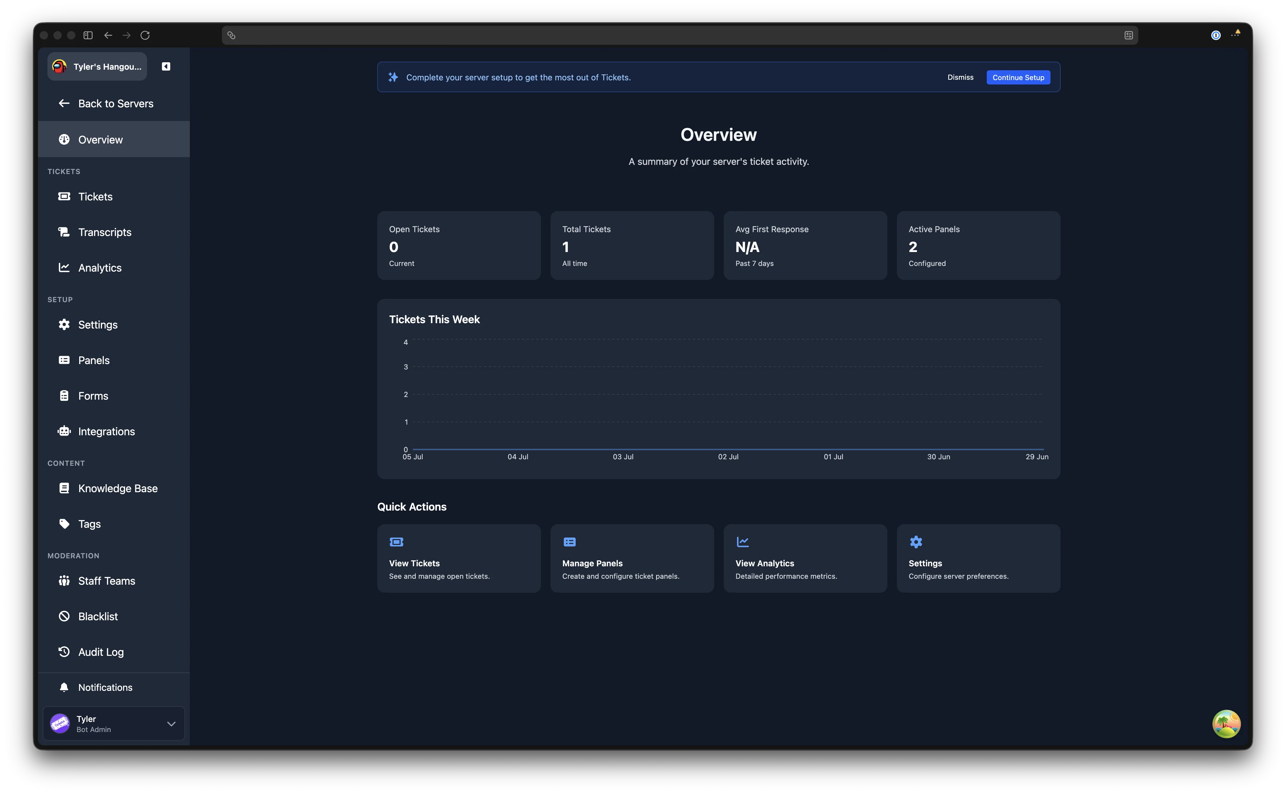 Overview page