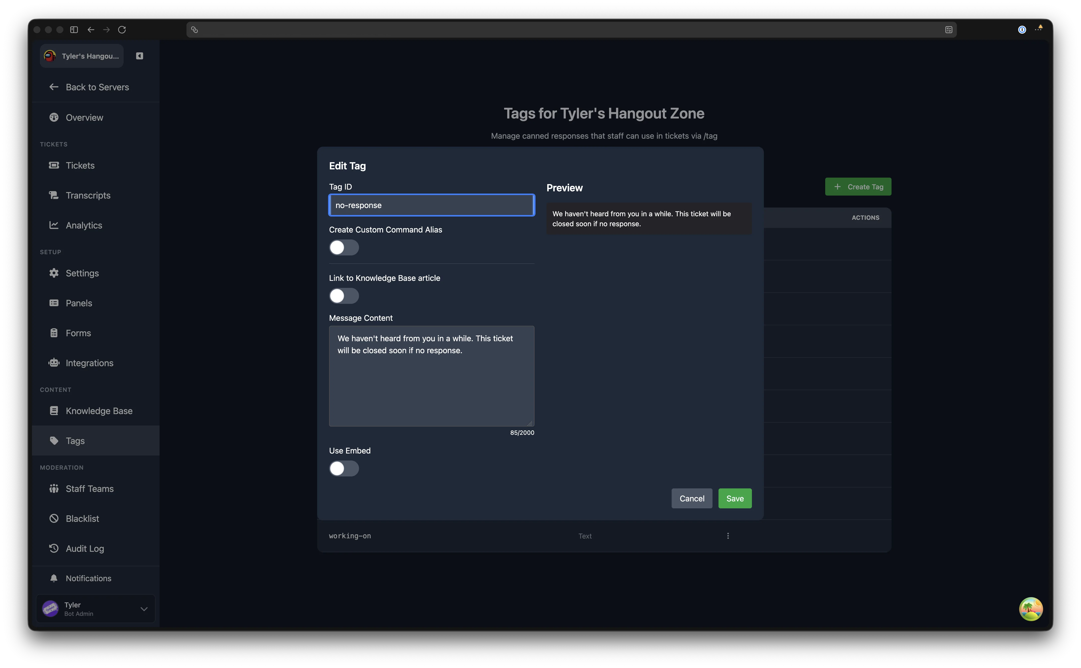 Tag editor